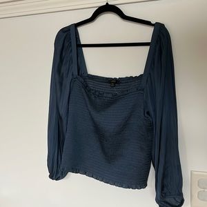 J.Crew Squareneck smocked featherweight satin cropped top